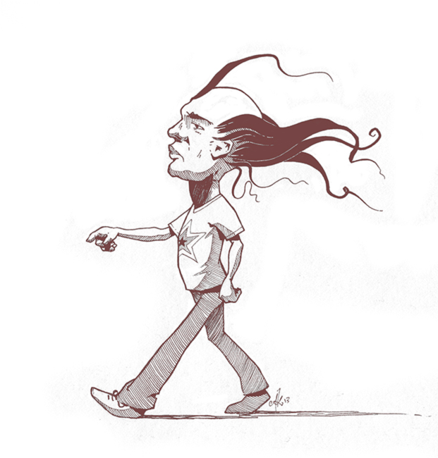 Man with long hair walking - Ainsley Knott