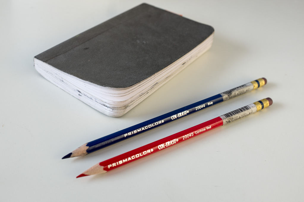 Pocket sketchbook and pencils